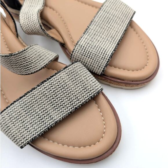 Easy Spirit Sabina Strappy Low Wedge Sandals Women's Beige/Black Size US8W EU39 - Picture 6 of 11